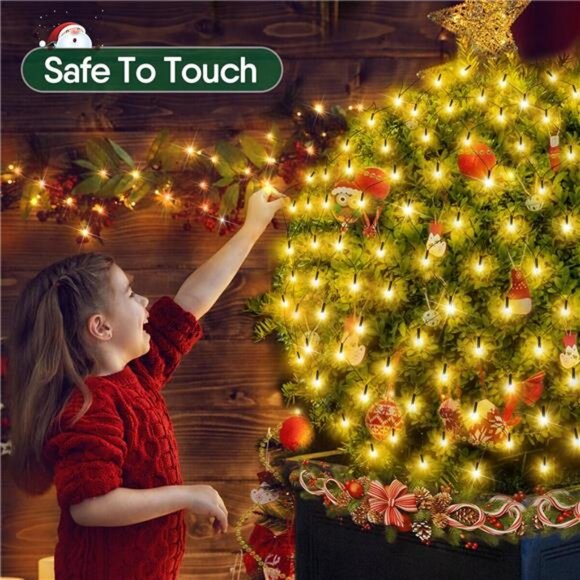 Christmas Net Lights, 280 LED Mesh Lights 9.8FT x 6.6FT 8 Modes Waterproof - Picture 5 of 7